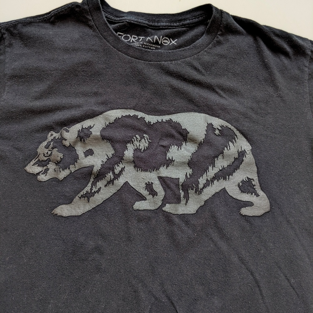 Black on Black California Bear T Shirt Large